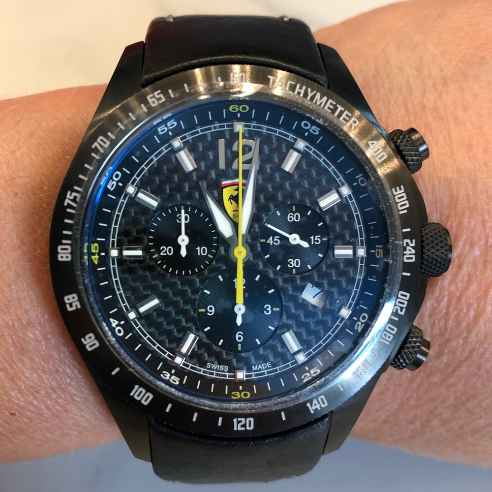 Ferrari Scuderia Chronograph Black Leather Watch